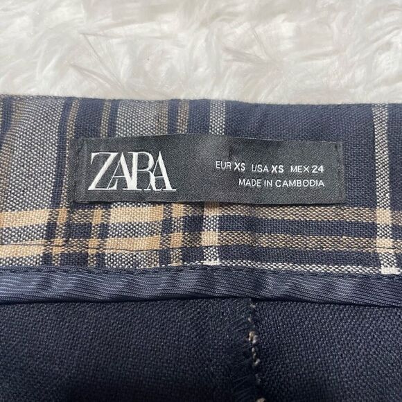ZARA Plaid Skinny Pants Size XS High Rise Pants Zipper Pockets Y2K Preppy - Picture 3 of 10